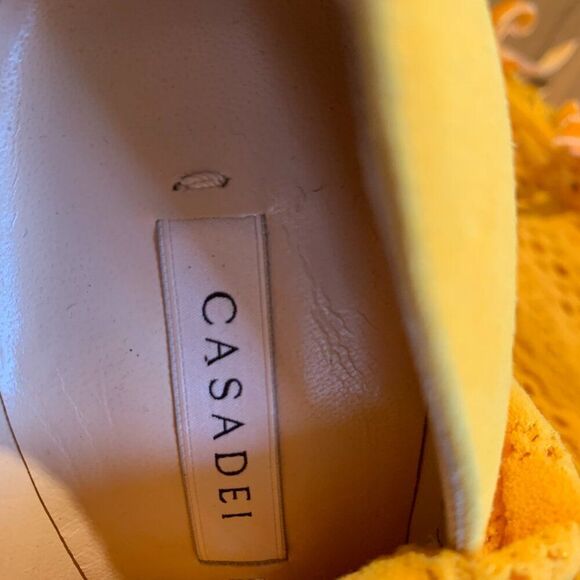 Casadei BOOTS, yes boots, over knee knit , saffron yellow, new, euro sz 35, sz 4 - Picture 13 of 16